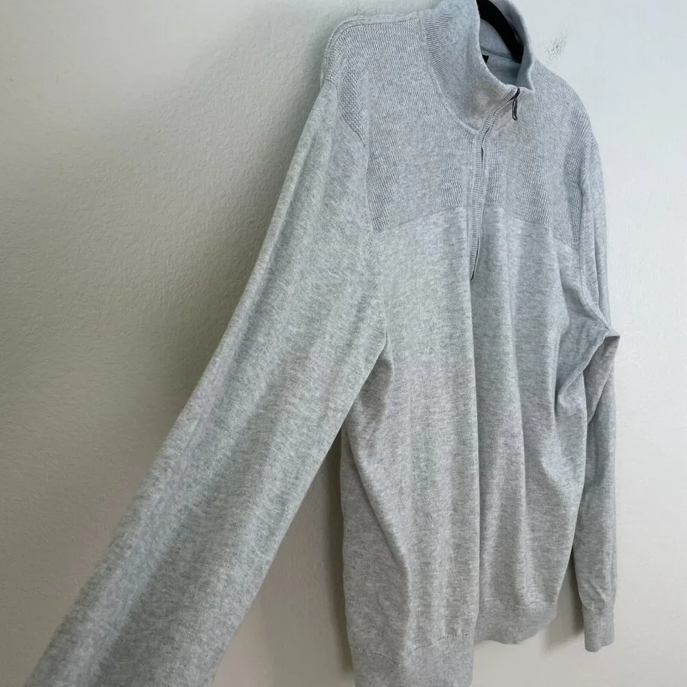 Banana Republic Mens XL Gray‎ Pima Cotton Cashmere Quarter Zip Pullover Sweater